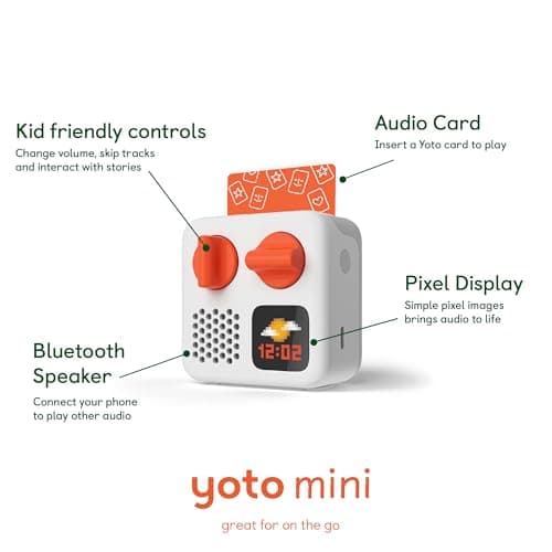 Yoto Mini (2024 Edition) + Make Your Own Card – Kids Screen-Free Bluetooth Audio Player, All-in-1 Travel Device Plays Stories Music Podcast Radio Ok-to-Wake Clock, Use as Speaker or with Headphones thumbnail 2