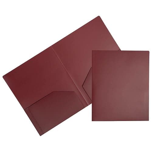 JAM PAPER Heavy Duty Plastic 2 Pocket Extra Tough School Folders - Burgundy - 3/Pack - Image 1
