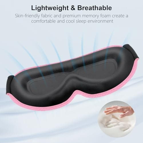 Gritin Blackout Sleep Masks for Women & Men-Zero Eye Pressure Sleeping Mask- Ergonomic Design 3D Cutout Eye Movement and Eyelash Friendly, Ultra Soft & Comfortable Blindfold for Nap,Pink thumbnail 6