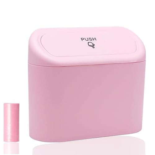 SGLRT Car Trash Can Bin with Lid - Universal Vehicle Mini Leakproof Garbage Can Bin with 20pcs Trash Bags Can Organizer Storage for Front Back Seat Accessories for Auto Office Bedroom Home(Pink) - Image 1