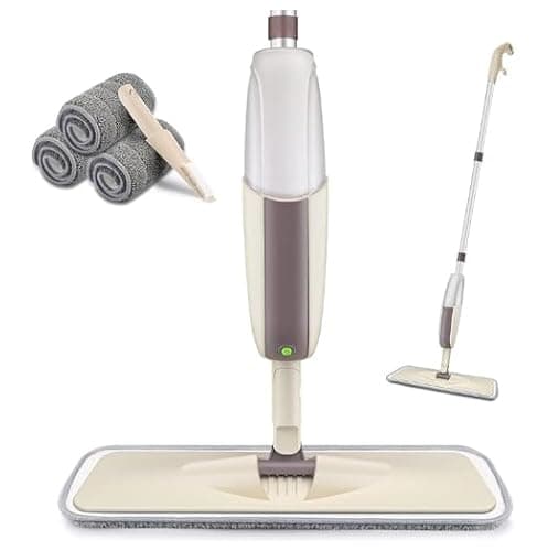 HOMTOYOU Spray Mops for Floor Cleaning: Wet Floor Mop with 3 Washable Microfiber Pads for Hardwood Laminate Wood Vinyl Ceramic Tiles Home Kitchen - 4 piece set - Spray Mop With 3 Mop Pads - Image 1