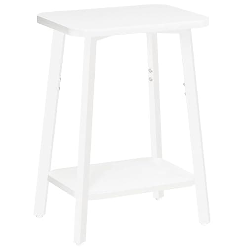 MAHANCRIS Side Table, Small Rectangular End Table with Storage Shelf, 2-Tier Bedside Table Sofa Couch Table, Nightstand for Small Spaces, Living Room, Bedroom, White ETWT4701 - Image 1