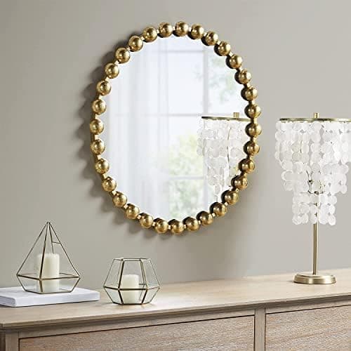 Madison Park Round Mirror, Metal Frame Circle Mirror 27 inch, Wall Art Decor Mounted Hanging for Entryway, Bathroom, hallway, Living Room, Vanity, Marlowe, Gold thumbnail 9