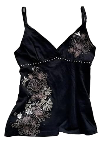 Womens Y2K Emo Grunge Tank Top Flower Graphic Camis Vintage Print Mini Gothic Sexy 2000s Clothes - Image 1