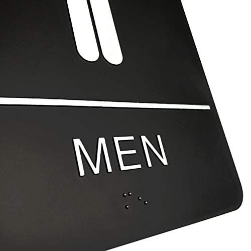 Mens Restroom ADA Braille Sign with 3m tape thumbnail 3