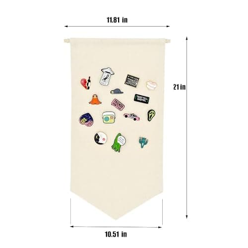 YeeMan Wall Hanging Brooch Jewelry Storage Case Canvas Display Stand Enamel Pin Display Banner Holder Earrings Necklace Glitter Pin Collection Organizer (Burlywood) thumbnail 3