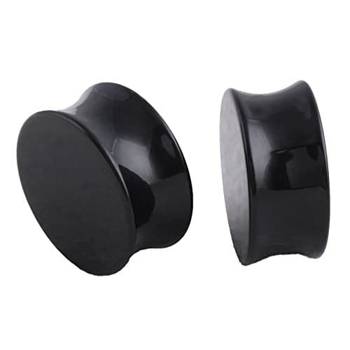 HQLA 1 Pair Natural Obsidian Stone Double Flared Flesh Tunnels Ear Plugs Gauges Stretcher Expander thumbnail 3