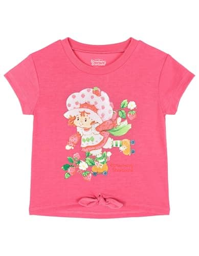 Strawberry Shortcake Big Girls Drop Shoulder T-Shirt and French Terry Dolphin Shorts Outfit Set Pink Gingham 10-12 thumbnail 3