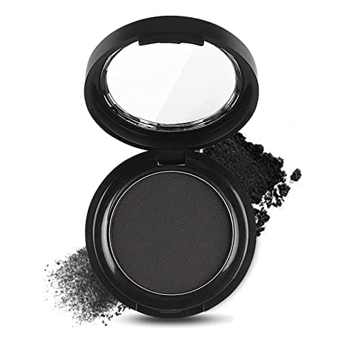 Black Eyeshadow Matte Eyeshadow, Black Eye Make-Up Pressed Fine Powder Palette Eyeshadow High Pigment Longlasting Sweatproof Single Eye Shadow With Mirror And Brush For Performance (Black) - Black - Image 1