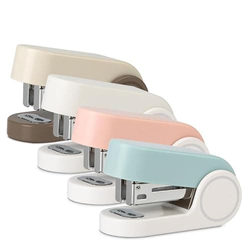 White Color Mini Stapler with 830 Staples,20 Sheet Office Desktop Small Cute Compact Travel Size Stapler for Students & Office (White) thumbnail 4