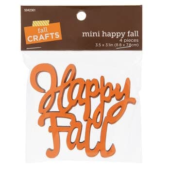 Happy Fall Painted Wood Cutout Shapes - 4 Pieces - for Craft, Decor, Scrapbooking, and More thumbnail 3