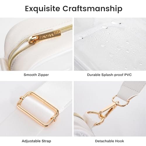 Aveniee Clear Bag Stadium Approved, Clear Purses for Women, Crossbody Bag for Concerts with Adjustable Strap - White thumbnail 3