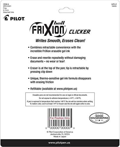 PILOT Frixion Erasable Pens, Fine Point 0.7mm Pack of 6 Black Retractable Ink Pens + 4 Bonus Refills thumbnail 5