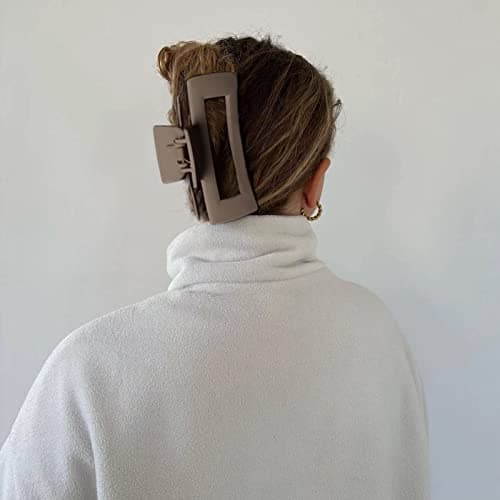 Bmobuo 5 Inch Extra Large Claw Clips, XL Jumbo Claw Clips for Thick Hair, 4PCS Big Hair Clips for Women Thick Long Curly Hair, Strong Hold Oversized Square Claw Clips, Durable Matte Jaw Clip Hair Claw Clips - 01-Neutral thumbnail 2