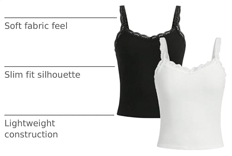 RoseSeek Girl's Lace Ribbed Sleeveless Tank Tops Basic Camisole Cute Shirts | Rib Knit Basic Layering Tank, Cute Summer Tops for Girls Size 10-12, Casual Going Out Wear thumbnail 4