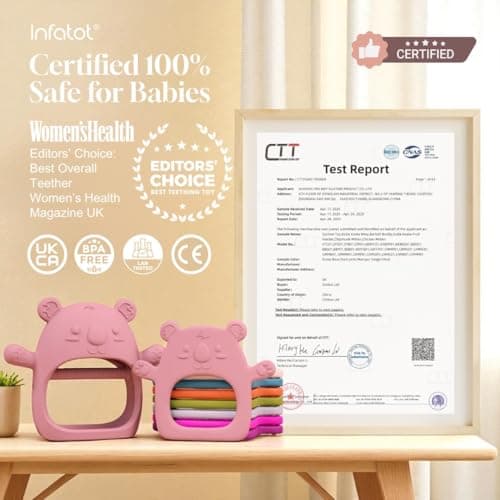 Infatot® Teething Suction Toy – Wood & Silicone Baby Toys 0-6 Months, Sensory Toy for Early Development, Suction Teether for High Chair, Baby Gift for Boys and Girls - Plum thumbnail 7