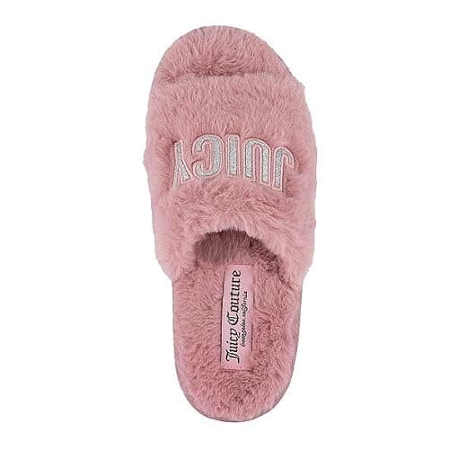 Juicy Couture Women's Faux Fur Slide Sandal Slippers, Open Toe, Comfortable Indoor Outdoor House Shoes thumbnail 3