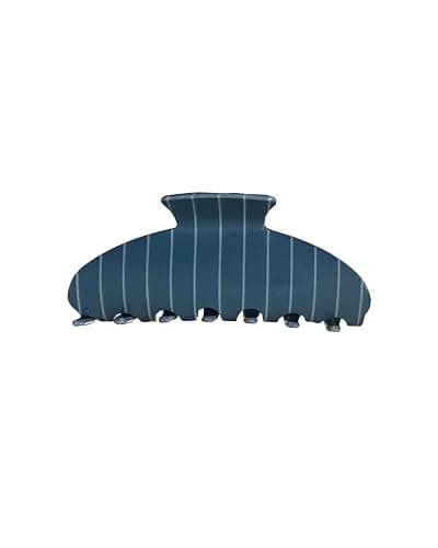 Almere Hair Claw Clip, Striped and Camo Pattern, Women's Hair Accessories for Thick or Thin Hair, 4 inch No-Slip (Blue Thin Stripe) - Image 1