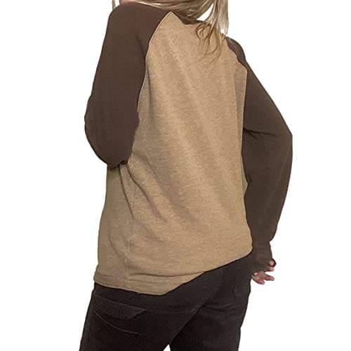 Womens Casual Long Sleeve T-Shirt Vintage Patchwork Crewneck Knitted Pullover Basic Tee Top Grunge Fairycore Streetwear thumbnail 3