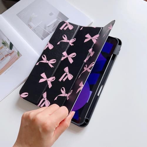 RQYDYZMJ Case for iPad 9th / 8th / 7th Generation (2021/2020/2019) 10.2 inch，Auto Sleep/Wake,Trifold Smart Stand Shockproof Cover Case for Women Girls (Black and Pink Bow) thumbnail 7