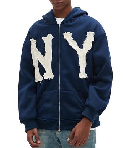 Dynict Unisex Letter Embroidery Trendy Hoodies Zip Up Casual Overszie Colorful Y2K Hip Hop Streetwear Harajuku Jacket thumbnail 2