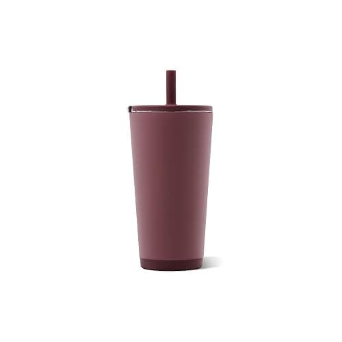 HydroJug Everyday Tumbler 20 oz, Ceramic-Lined Straw Cup, Canyon Rose | Vacuum insulated stainless steel, flexible straw, soft-touch lid, spill-free, cup holder fit, BPA-free, hot & cold drinks thumbnail 3