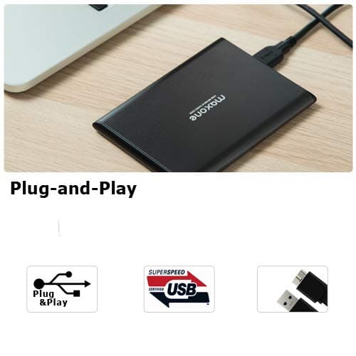 Maxone 500GB Ultra Slim Portable External Hard Drive HDD Compatible with PC, Laptop, Grey thumbnail 2