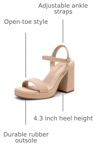 DREAM PAIRS Heels for Women Block Chunky Platform Sandal | Fashion Comfortable Open Toe Ankle Strap High Heels,Suitable for Wedding Daily Party Evening Prom Dance Dress Sandals Shoes thumbnail 3
