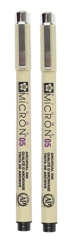 SAKURA PIGMA MICRON 05 FINELINER PEN, 0.45MM LINE WIDTH, PACK OF 2 (Black) - Image 1