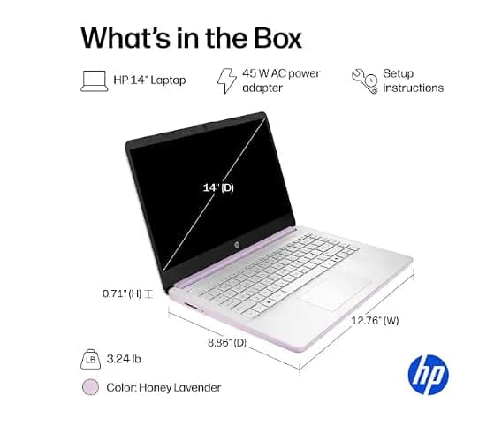 HP 14" Business Laptop Computer with 1-Year Office 365, Intel Quad-Core N150 Processor, 4GB RAM 128GB UFS, Windows 11 Home, PLUSERA Earphones, Honey Lavender thumbnail 5