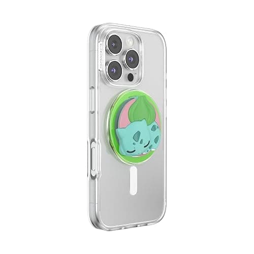 PopSockets Phone Grip for MagSafe with Kickstand, Magnetic Stand, Swappable Top, Secure Hold for iPhone MagSafe Cases, Phone & Tablet Grip, Pokemon Grass Type - PopOut Sleepy Bulbasaur thumbnail 2