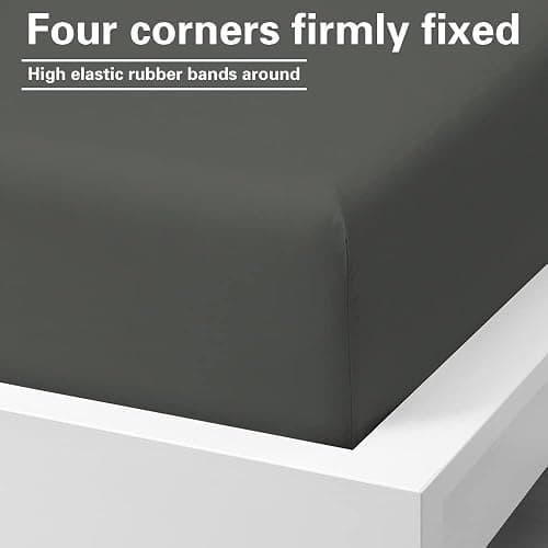 FLXXIE Twin Fitted Sheet Only - Bottom Sheet - Microfiber Deep Pocket up to 15inch Tiwn Fitted Sheet - Soft and Wrinkle, Fade, Shrinkage Resistant Fitted Bed Sheet, Dark Grey thumbnail 4
