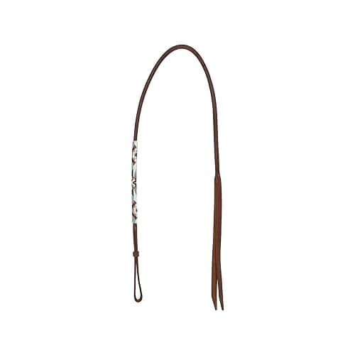 Reinsman Circle Y Over and Under 54" Beaded Buckskin Long Equestrian Horse Training Rod | 1/2" Wide, Double Ply Leather, Keeper on Loop for Secure Fit, Tan Harness Leather - 1072-54-SX thumbnail 2