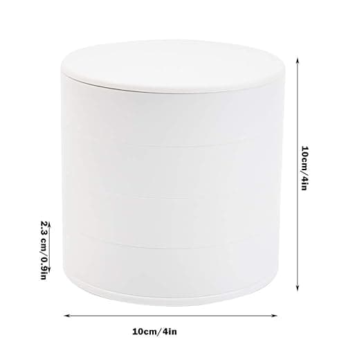 BUYGOO Jewelry Organizer Rotating Storage Box Jewelry Storage Box 4-Layer Round Jewellery Storage Organiser 360 Degree Rotating Portable Jewelry Accessory Storage box for Earrings Necklaces Rings thumbnail 3