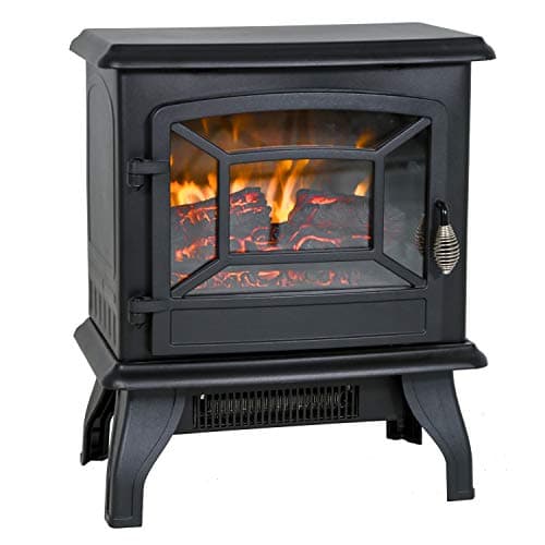 FDW Electric Fireplace Heater 20" Freestanding Fireplace Stove Portable Space Heater with Thermostat for Home Office Realistic Log Flame Effect 1500W CSA Approved Safety 20"Wx17"Hx10"D,Black thumbnail 2