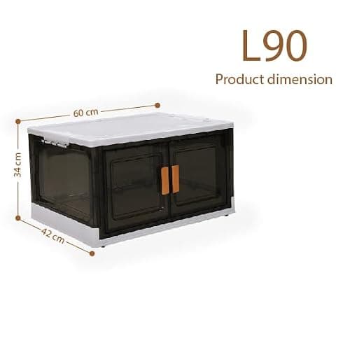 Vertical Box 86L Plastic Storage Cabinet with Wheels, Stackable and Collapsible Storage Boxes with Individual Lids, Toy Storage Container with Doors, Wardrobe, Home Office Organiser (Pack of 1) thumbnail 3