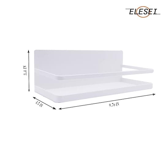 ELESEI Magnetic Spice Rack Refrigerator Side Magnetic Spice Rack Kitchen Magnetic Shelf Magnetic Fridge Shelf Perfect Space Saver for Kitchen/Apartment 2 Pack (White) thumbnail 2