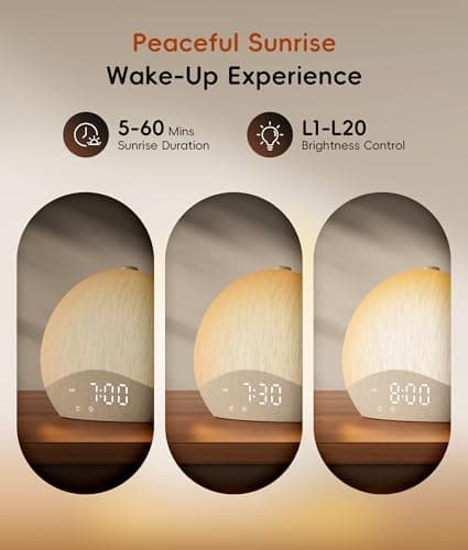 ecozy Sunrise Alarm Clock, White Noise Machine, Sound Machine for Bedroom, Wake Up Light with BT Speaker, 26 Sleep Sounds, 17 Night Lights, Dimmable Digital Clock for Adults, Kids thumbnail 3
