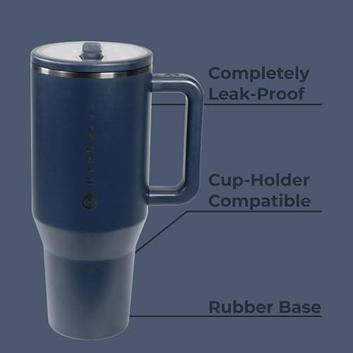 HydroJug Traveler - 32 oz Water Bottle with Handle & Flip Straw - Fits in Cup Holder, Leak Resistant Tumbler-Reusable Insulated Stainless Steel & Rubber Base - Gifts for Women & Men, Midnight thumbnail 3