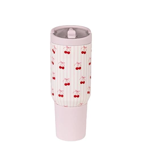 HydroJug Sport - Stainless Steel Tumbler with Straw, Vacuum Insulated, 20oz Leakproof Water Bottle, Ergonomic Design, Reusable, Dishwasher Safe, Rubber Base, Durable for Gym or Outdoors, Sweet Cherry thumbnail 2