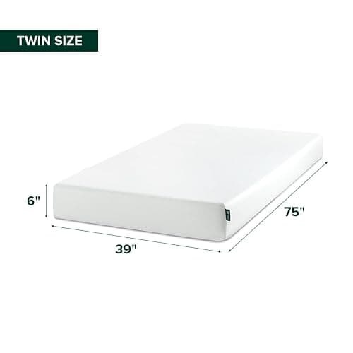 Zinus Green Tea Memory Foam Mattress 6 Inch, Pressure-Relieving Comfort & Full-Body Support, Naturally Fresh, Medium Firm Feel, CertiPUR-US & Oeko-TEX Certified Safe Materials, Twin - Image 1