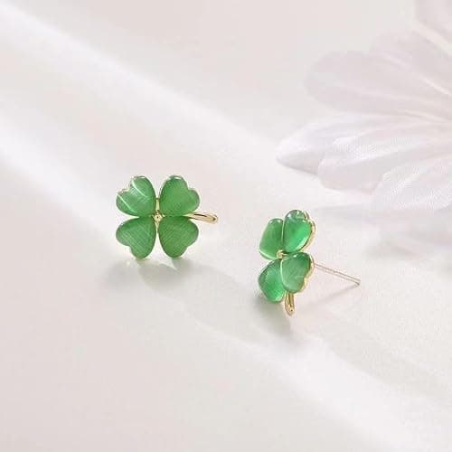 St Patricks Day Earrings for Women, Trendy Statement Four Leaf Clover Shamrock Earrings Stud, St Patricks Day Outfits & Shirt Accessories for Women thumbnail 6