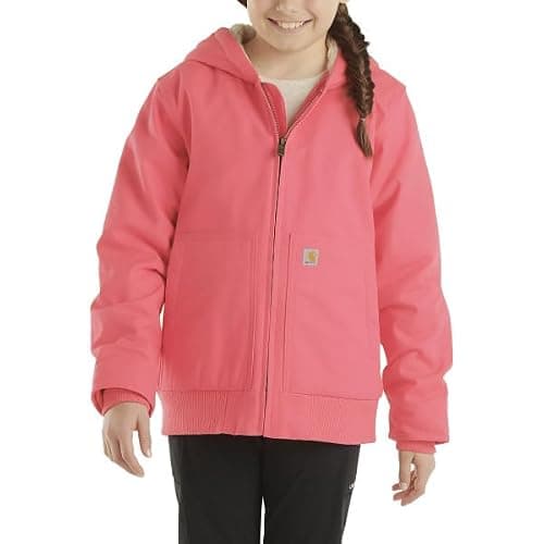 Carhartt Girls Zip Front Flannel Quilt Lined Hooded Active Jac thumbnail 2