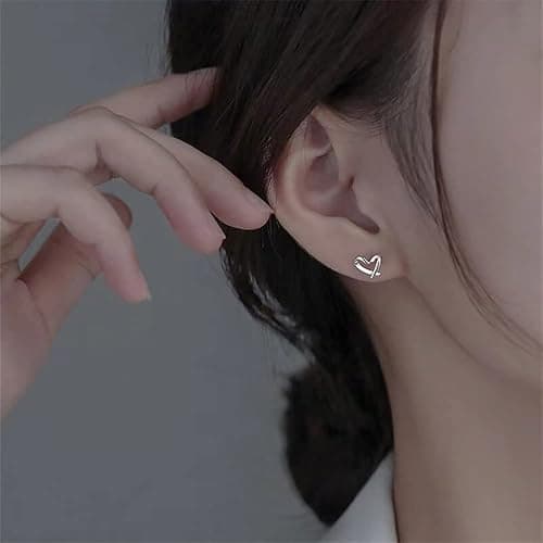 Reffeer 925 Sterling Silber Herz-Ohrstecker für Damen und Mädchen, kleine Ohrstecker, Herz-Ohrringe thumbnail 3