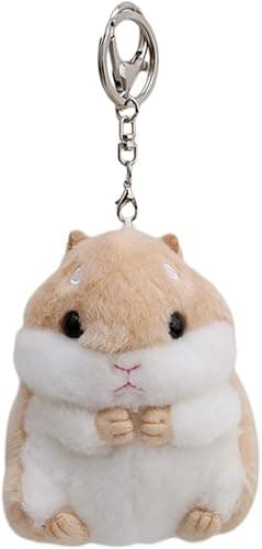 Jowxsx Cute Khaki Plush Hamster Keychain Plush Toy Keychain Charms Wallet Backpack Handbag Charms Automobile Keychains Automotive Trim Women's Key Rings and Keychains Automobile - Image 1