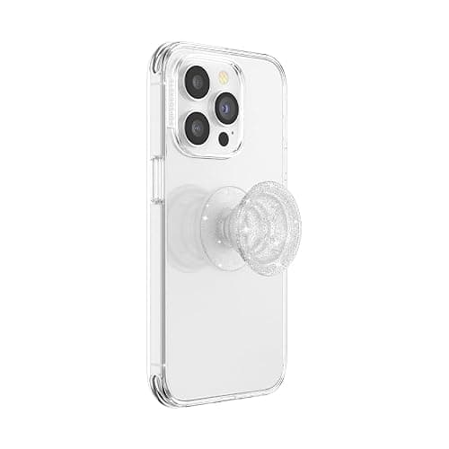 PopSockets Translucent Phone Grip with Expanding Kickstand, PopSockets for Phone, Adhesive Grip, Translucent PopGrip - Clear Glitter Silver thumbnail 2