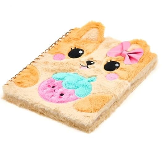 VOTUM Fuzzy Spiral Notebook 8 x 11 – Cute Flower Cat Design, Soft Plush Cover Journal for Kids, Lined Pages, Large Cozy School Notebook for Writing, Notes & Drawing thumbnail 3