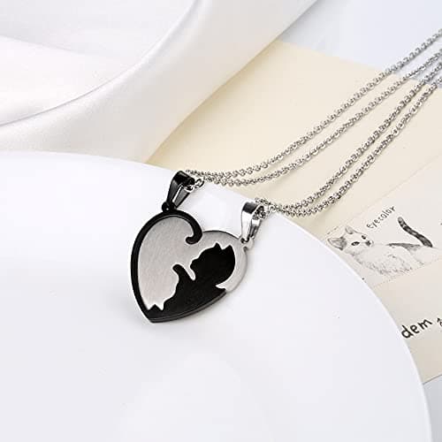 Anniversary Christmas Gift for Friends Husband Wife - Cat Friendship Necklace for 2 Girls Boys Matching Necklaces for Best Friends Sisters Brother Boyfriend Girlfriend thumbnail 4