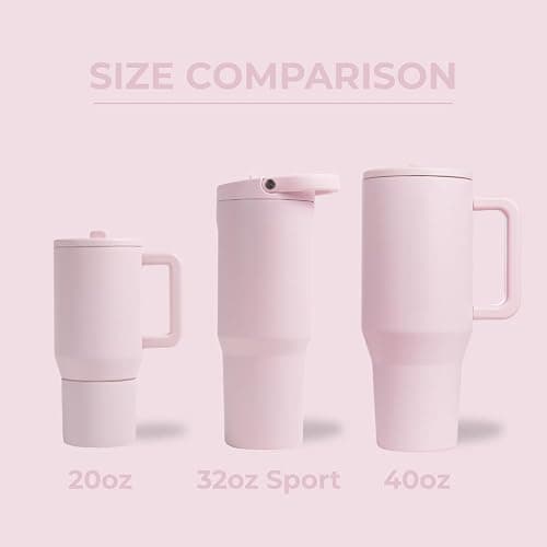 HydroJug Sport - Stainless Steel Tumbler with Straw, Vacuum Insulated, 32oz Leakproof Water Bottle, Ergonomic Design, Reusable, Dishwasher Safe, Rubber Base, Durable for Gym or Outdoors, Pink Sand thumbnail 5