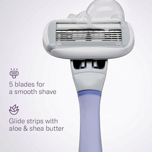 Flamingo Shaving Razor Set for Women - Original Razor Handle, 4 Blade Refills, and Shower Holder - Lilac thumbnail 5